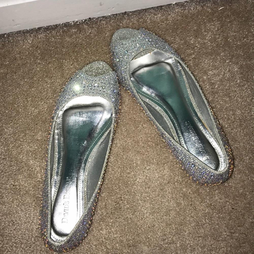 Rhinestone silver flats